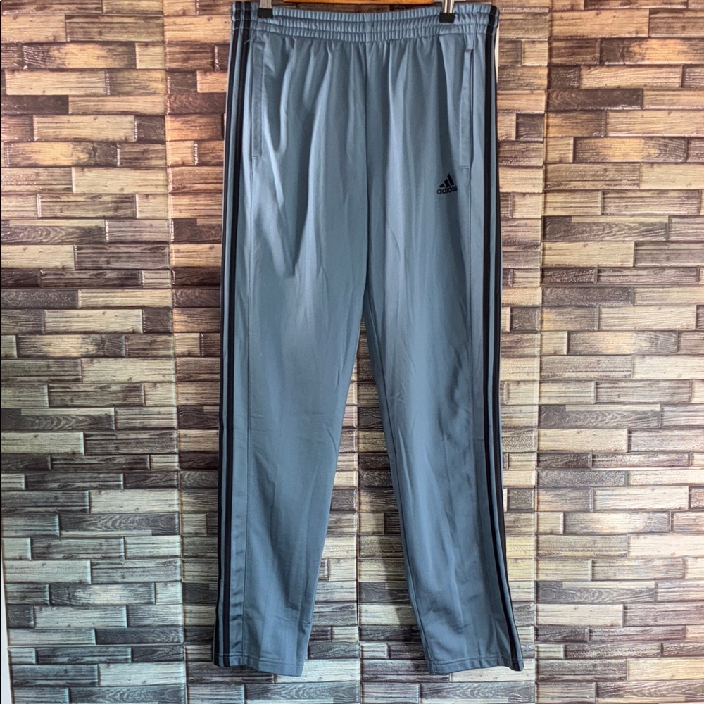 NWT Adidas Large Men's Gray Joggers with Black Stripes